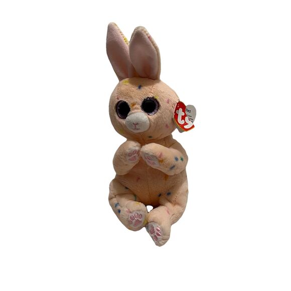 TY Beanie Baby Beanie Bellies Peaches Pink Peach Easter Bunny 6" Rabbit Plush - Picture 1 of 8